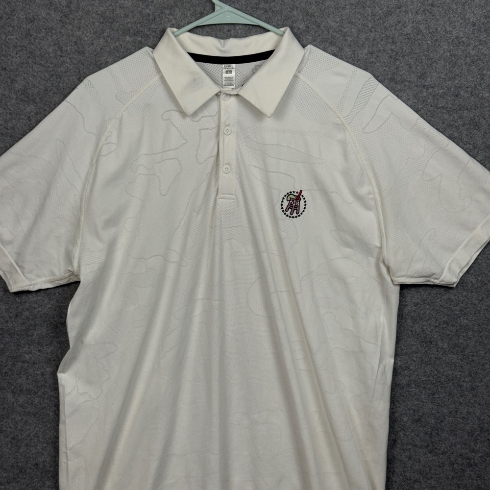 Barstool Sports UNRL Golf White Camo Print Short Sleeve Polo Shirt Men's Size L‎